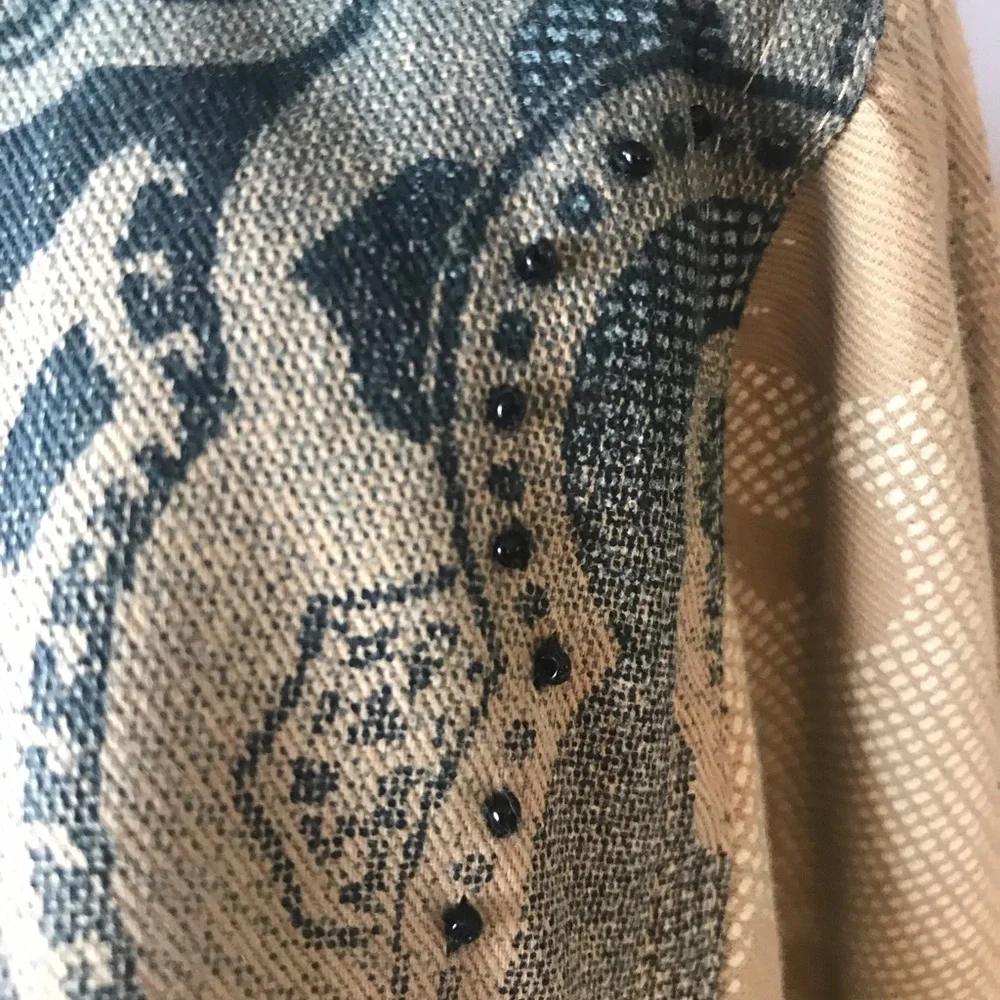 Tan/Teal Lightweight Jacket w/Beaded Details - Picture 2 of 7